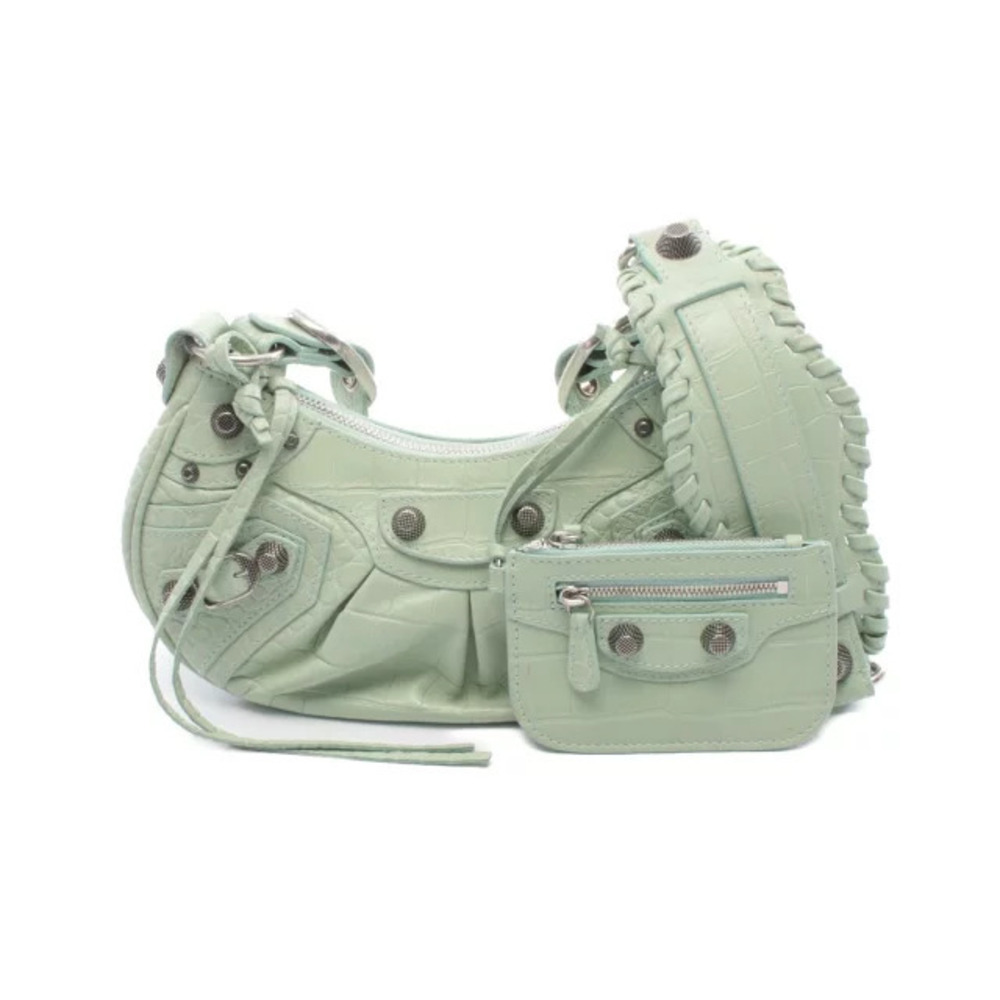 Balenciaga LE CAGOLE Shoulder Bag Leather Green
